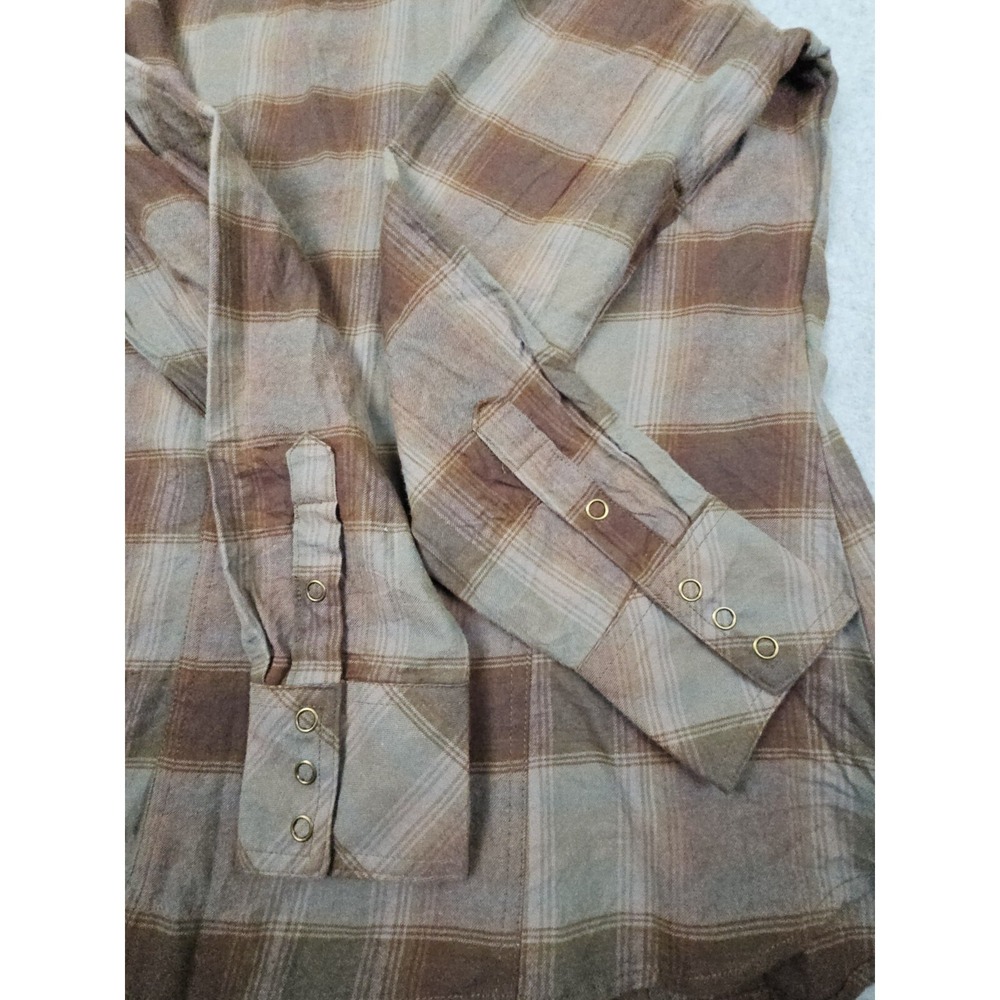 Stetson Women's M Brown Plaid Check Full Zip 100% Cotton Shirt CowgirlCore NWT - Picture 8 of 13
